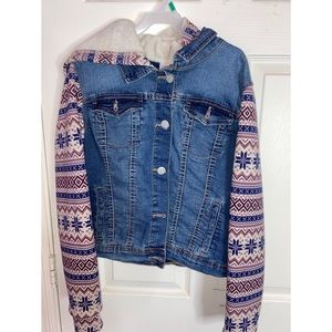 Hooded Denim Jacket w/ Fur